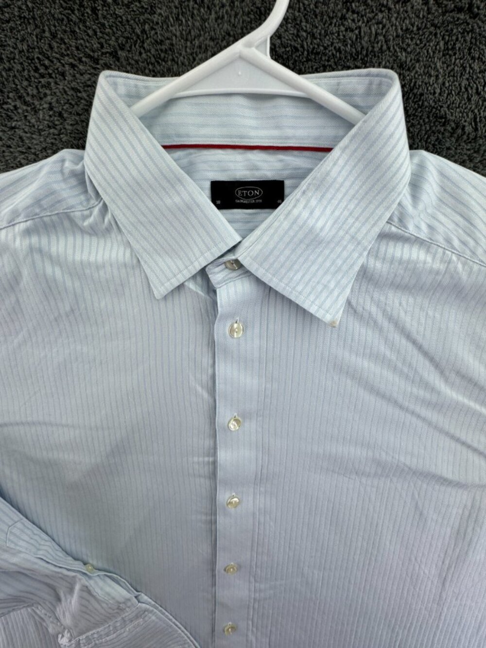 Eton Ganghester Long Sleeve Button Up Shirt Men’s Size 18 Striped Blue Cotton